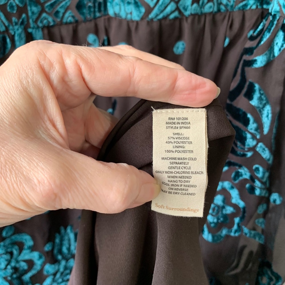 Soft Surroundings romantic green/chocolate velvet burnout maxi dress Size 2X - Picture 10 of 11